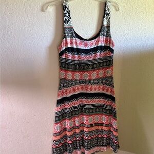 LOFT Pink Black Sleeveless Mini Sundress